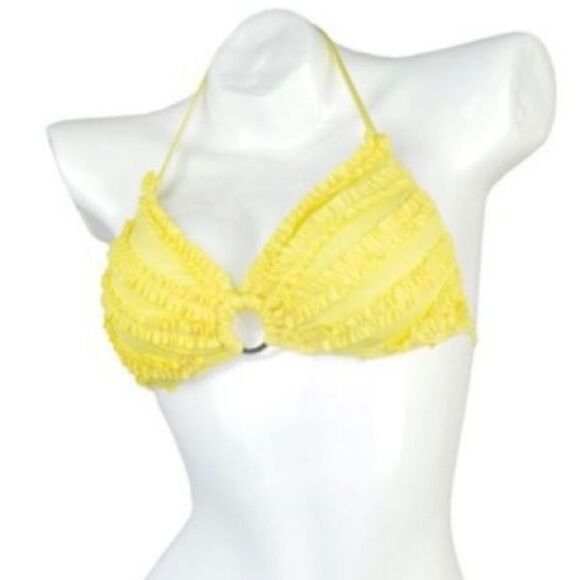 Women’s NWT Yellow Bikini Swimsuit With Ruffles - Picture 5 of 7